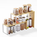 Cabinet Organizer Shelf, 2-Tier Kitchen Counter Organizer Corner Shelves Coffee Bar Organizers for Countertop Kitchen Storage Spice Rack