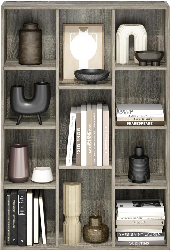 HomeStock Modern Minimalism Cubic Storage Cabinet, Bookcase, Bookshelf French Oak/11 Cube