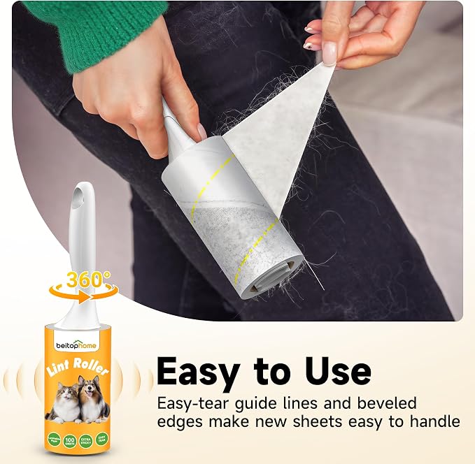 Extra Sticky Lint Roller for Pet Hair, 1000 Sheets, 3 Handles | Bulk Value Pack for Clothes, Couch, Furniture, Car & Pet Beds
