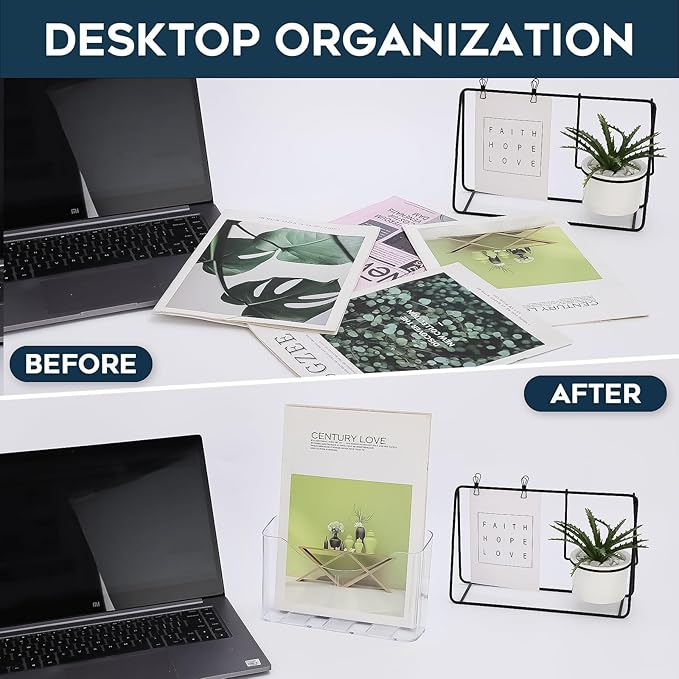 xydstay Acrylic Brochure Holder 8.5x11 Inches Slant Back Design, Clear Display Stand, Plastic Table Stand Sign Holder,Pamphlet Holder Flyer Holder, Acrylic Display Stand,for Office, Home, Store, 2 Pack