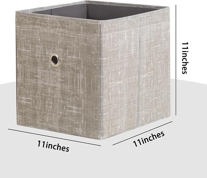 Foldable Storage Cubes Bins ,11 Inch Cloth Storage Cube Fabric Storage Box Cubes Organizer Baskets with Handles for Home Organizer Set of 6 (Cowboy Grey)
