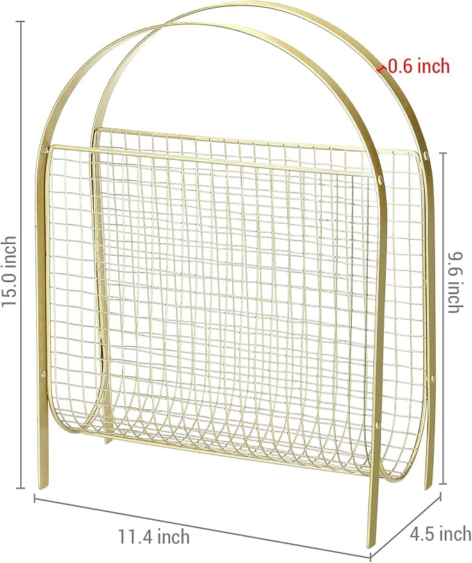 MyGift Magazine Rack, Floor Freestanding Magazine Holder for Bathroom Bedroom Office, Books Newspapers File Mail Organizer, Mid Century Modern Decor Wire Storage for Tablets and Documents