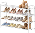 INSMART 4-Tier Expandable Shoe Rack, Stackable and Adjustable Shoes Organizer Storage Shelf, Sturdy and Durable Metal Structure Free Standing Shoe Rack for Closet Entryway Doorway, White