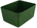 Welaxy Felt deep Storage Bins lidded Drawer Organizer Caddy for junk stuff stationery makeup jewelry closet bathroom minimalist lifestyle (Forest Green Bin, S)