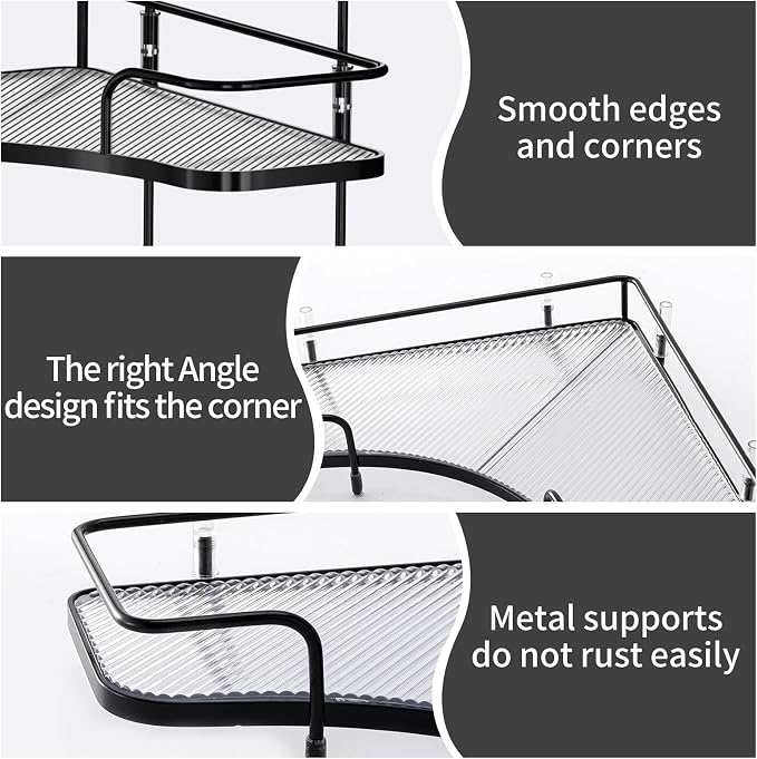 Seoneiro 2 Tier Corner Bathroom Counter Organizer, Cosmetic Skincare Organizer, Bathroom Countertop Perfume Tray Vanity Organizer, Kitchen Spice Corner Storage Shelf