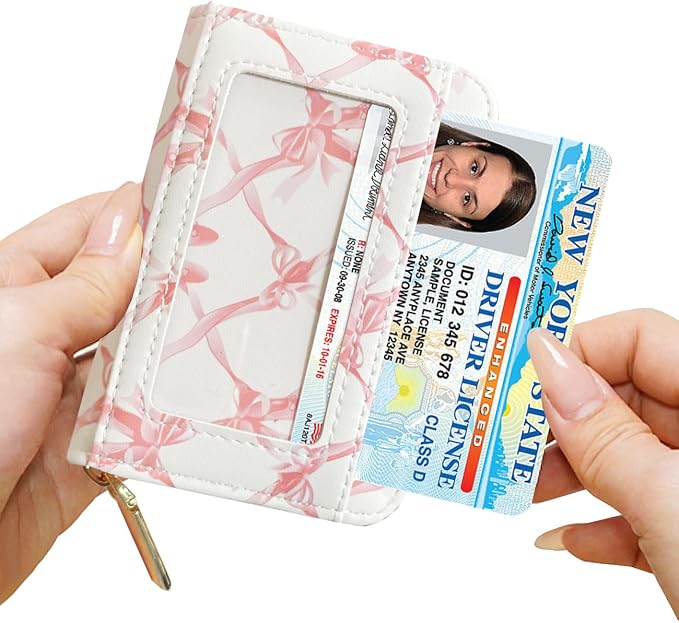Sunwel Fashion Credit Card Holder for Women Small Accordion Card Cases with ID Window (BALLET BOW)
