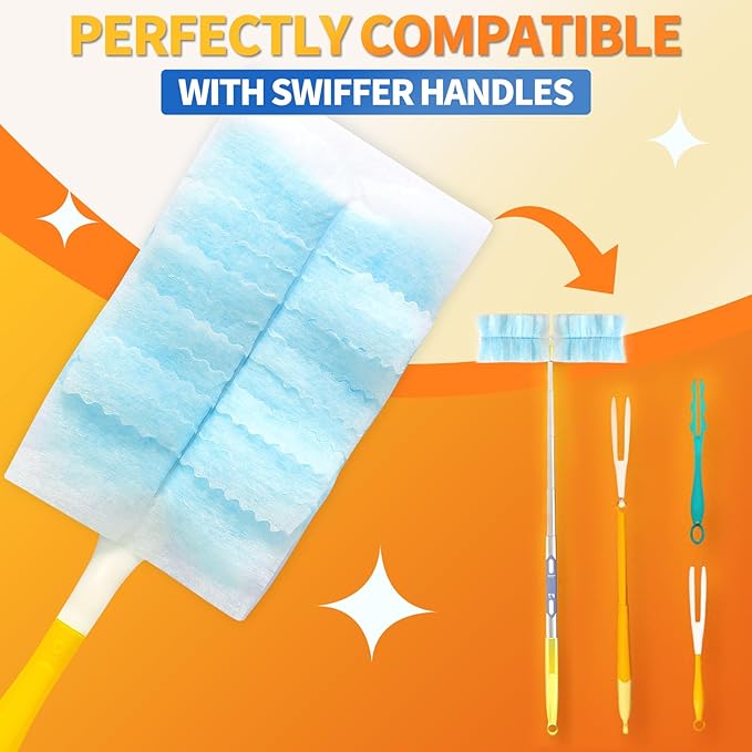 100 Count Electrostatic Duster Refills Compatible with Swiffer Duster, Multi-Surface Dusting Refills, Microfibre Dusters for Cleaning, Unscented