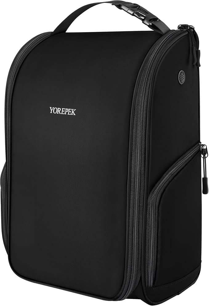 YOREPEK Golf Shoe Bag Men, Golf Accessories Bag with 3 Pockets for Socks | Designed with a Buckle Top Carry Handle, Zippered Sport Shoe Carrier Bags with Ventilation, Golf Gifts for Men