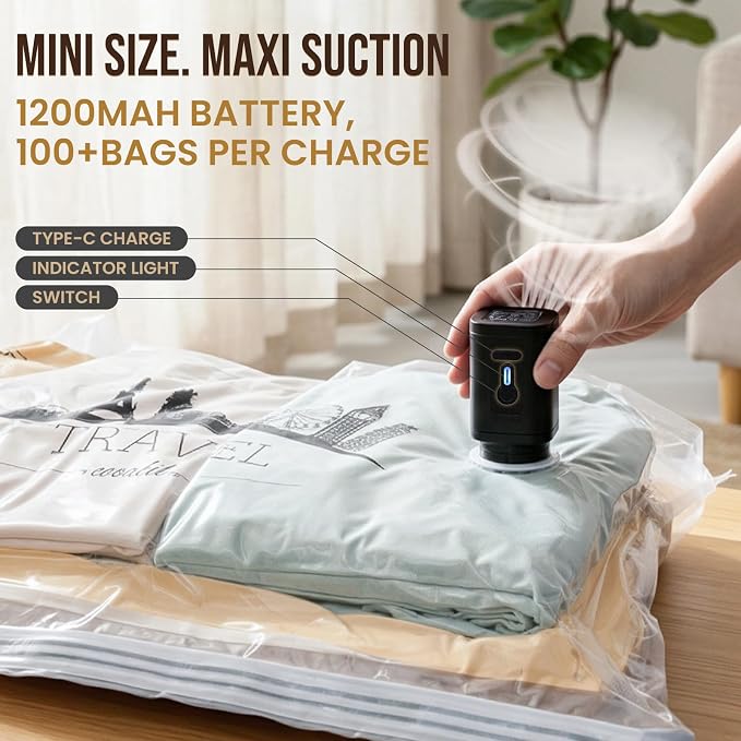 TAILI Vacuum Storage Bags with Electric Pump, 10 Pack Combo(4M+4L+2XL), Packing Cube Vacuum Seal Bags for Luggage and suitcase, Space Saver for Travel and Closet Organization