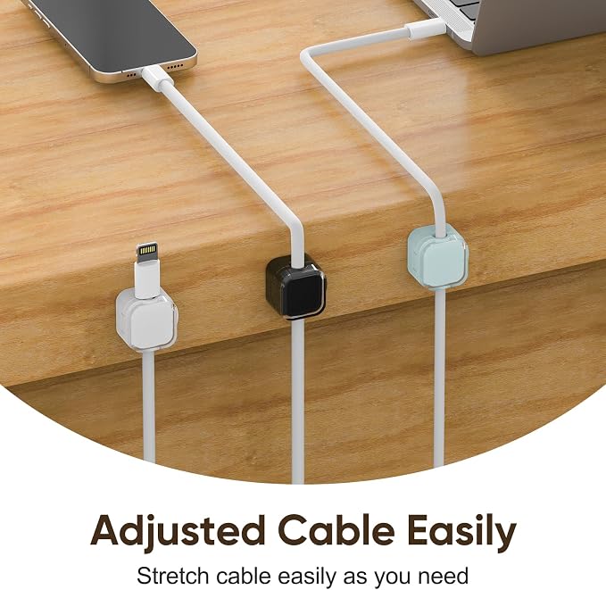 9-Pack Magnetic Cord Holder，Magnetic Cable Clips Strong Adhesive Desk Cable Management ，Cable Management Cord Holder Organizer for Home Office Desk Phone Car Wall Desktop Nightstand (Black)
