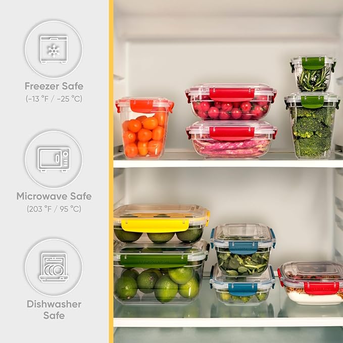 Superio Plastic Food Storage Container with Airtight Lid- 48 Oz, BPA Free, Leakproof, Stackable, Microwave, Dishwasher and Freezer Safe, Green