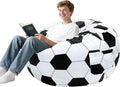 Lukeight Soccer Stuffed Animals Storage Bean Bag Chair Cover Only (Ships Empty, No Filling) - Velvet YKK Zipper Beanbag Cover for Teens Adults, Washable Plush Toy Organizer, XXX-Large 42" D x 23" H
