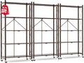 ALANNG 70.7" H Metal Storage Shelves, 5 Tier Folding Shelf on Wheels | Heavy Duty, No Assembly, Rolling, Collapsible Rack Unit for Kitchen, Basement, Pantry (Vintage Brown,3 Pack)