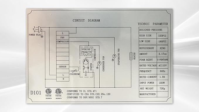 Commercial Undercounter Freezer, ETL Stainless Steel, One Door, 27" W 6.3 cu. ft. -8°F to 0°F*