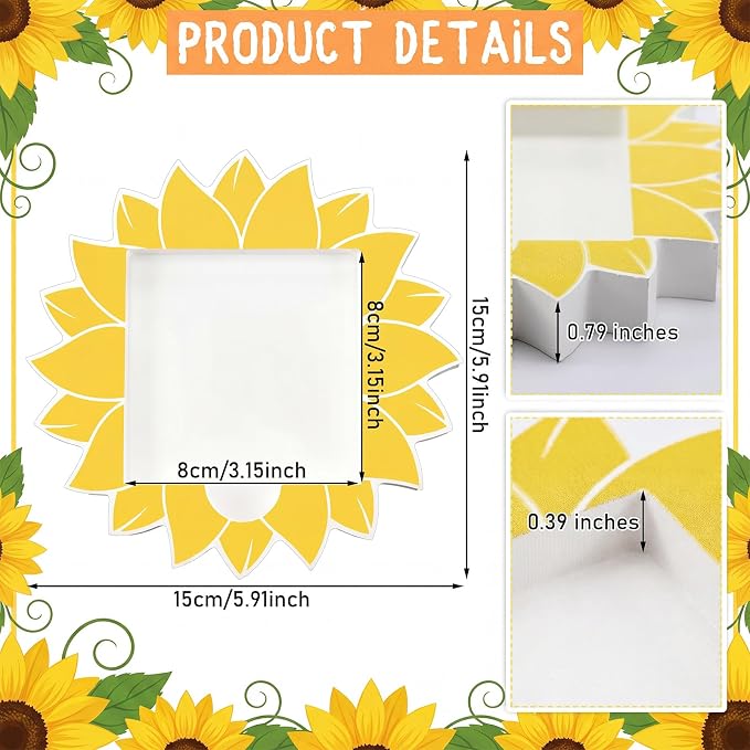 Sunflower Sticky Note Holder Large Wood Notepad Dispenser 3 x 3 Sticky Notes Organizer Cute Self Stick Memo Pad Holder for Desk Back to School Gift Sunflower Office Decor, No Pads Included