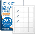 2" X 2" Matte White Printable Labels (250 Sheets, 5000 Stickers) Custom Labels, Logo Stickers, QR Codes for Laser & Inkjet Printers - Spartan Industrial Template S002