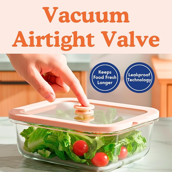 Non-Toxic Glass Food Containers with Lids, 4-Pack, 35 oz, Airtight, Beige | Plastic & BPA free. Glass body, glass lid & platinum silicone seal. Airtight & leakproof. Freezer & microwave safe.
