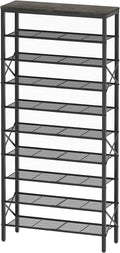 YATINEY 10 Tier Shoe Rack, Large Capacity Shoe Storage Organizer Holds 40 Pairs, Sturdy and Stable, for Entryway, Hallway, Closet, Dorm Room, Charcoal SS10BCG1