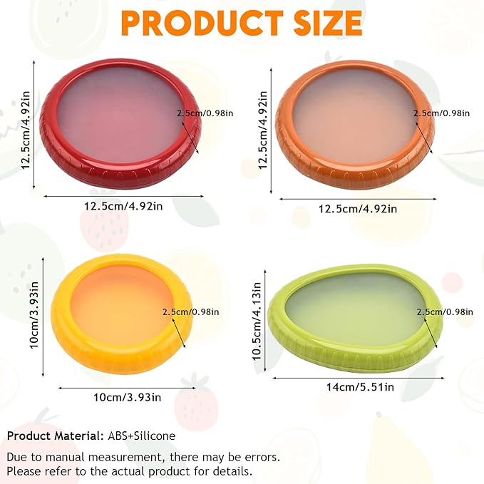 4 PCS Silicone Fruit and Vegetable Containers for Fridge, Reusable Fruit Storage Box, Silicone Food Storage Containers Set - (Green, Red, Yellow, Brown), Airtight Storage Box with Lid