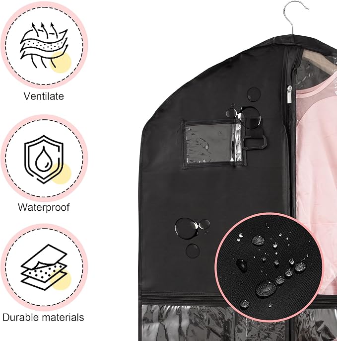Dance Costume Garment Bag for Dancers with Backpack Storage Bag,40 inch Kids Garment Bag for Dance Competitions with Pockets for Dance Costumes,Cheer Uniform Garment Bags for Hanging Clothes Travel