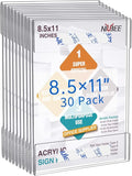 Niubee 8.5x11 inch Wall Mount Acrylic Sign Holder with Double Sided Adhesive Tape for Office, Home, Store, Restaurant-No Drilling (30 Pack) clear