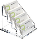 YUXUN Business Card Holder for Desk-4 Tier 4 Slot, Acrylic Business Cards Display Stand, Multiple Business Card Holder for Women Men, Desk Organiser Name Card Holders for Exhibition, Home, Office