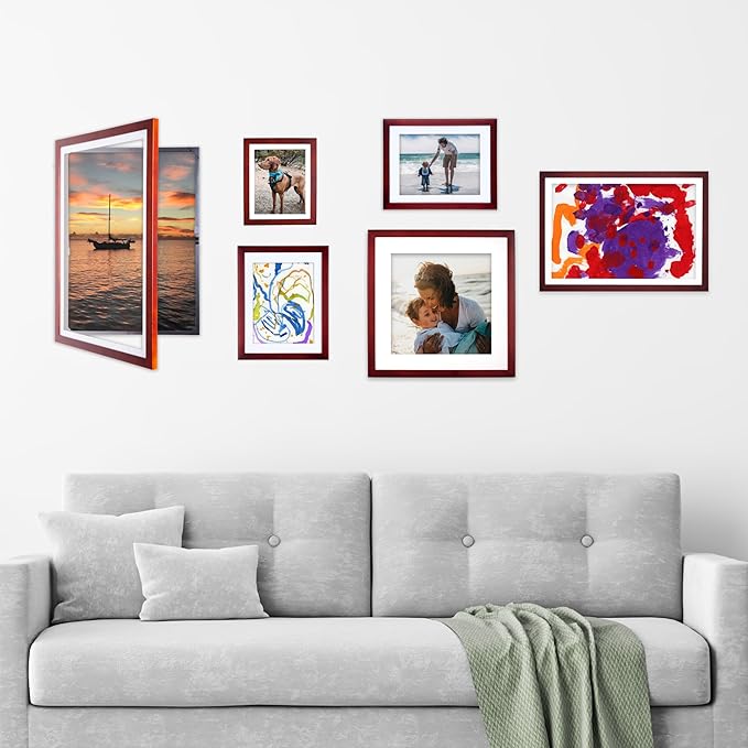 Dynamic Frames Li’l Davinci Front-Open 2-Pack Kids Art Frames, Wooden Frames for 18x24 Artwork, Prints & Certificates, Store up to 50 per Frame, 20.88 x 26.88 Outer Dimensions, Cherry