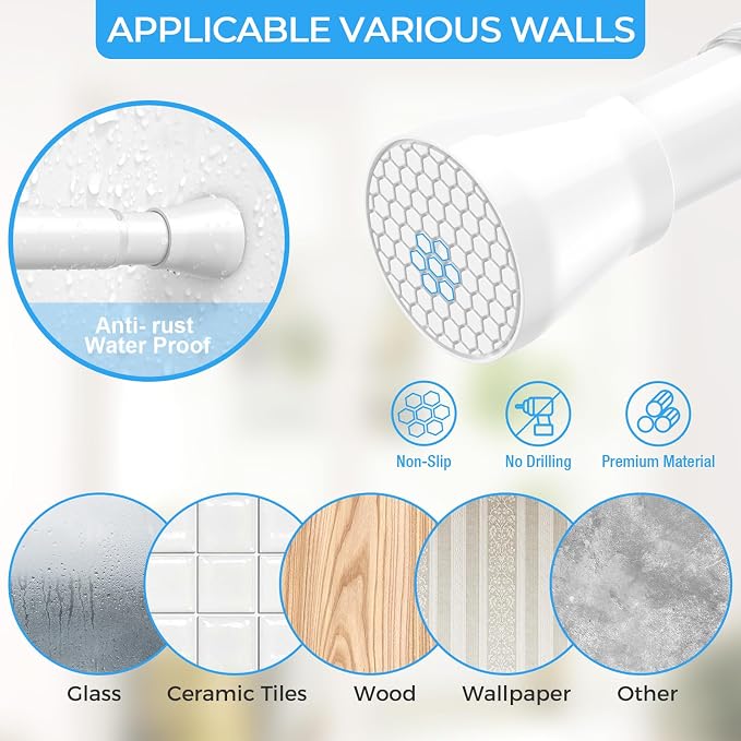 AIZESI 2PCS Small Tension Curtain Rod 16-26 Inch Adjustable White Curtain Rods No Drilling 7/8" Diameter Short Spring Loaded Curtain Rods for Window, Kitchen, Closet, Cupboard, Bookshelf