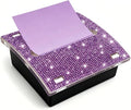 Pop up Stick Notes Dispenser,Rhinestone Self Sticky Note Holder,Cute Purple Desk Accessories for Office Supplies,Teacher Gifts(Black Purple)