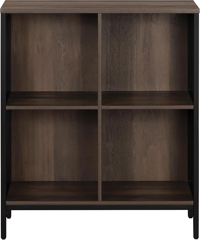 OSP Home Furnishings Ace Contemporary Modern Storage Bookcase with Shelves, 2- Shelves, 4 Cubes, Ozark Ash Finish