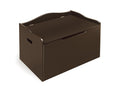 Badger Basket Bench-Top Wooden Toy Box - Kids Storage Chest and Bench Combo with Dual Safety Hinges, Side Handles, Front Slot - Organizer for Toys and Essentials - Espresso