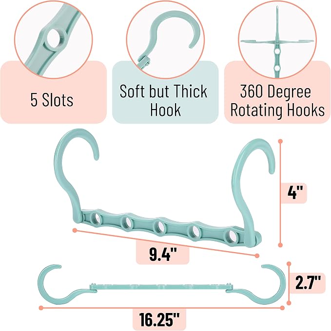 Mr. Pen- Space Saving Hangers, 8 pcs, 360° Rotating Hooks | Magic Cascading Hanger Organizer with 5 Enclosed Slots, Closet Organizers and Storage for Clothes
