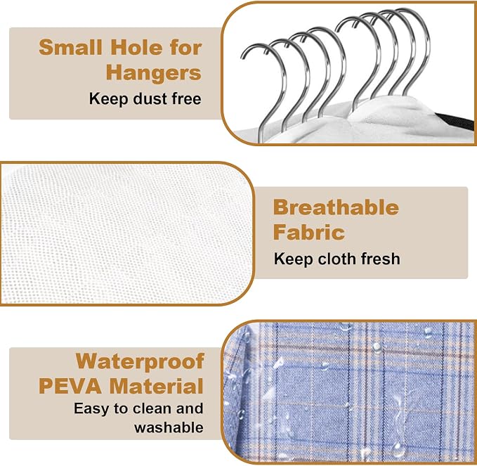 40" Clear Garment Bags for Hanging Clothes, Garment Bags for Storage with Smooth Side Zipper 10" Gusseted Waterproof Garment Bag for Shirts, Coats, Dresses, Suits,4 Pack
