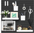 VUSIGN Pegboard Combination Wall Organizer Kit 22" x 22", Black | 4 Pieces Pegboards and 17 Accessories, Wall Mount Display Peg board Panel Kits for Bedroom, Home, Office, Bathroom
