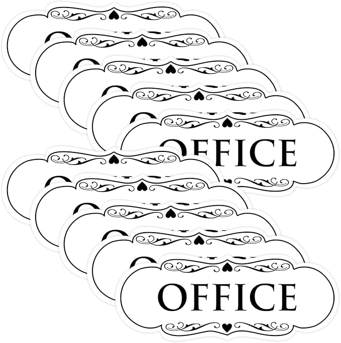 All Quality Designer Office Sign | Easy Installation - White - Small (10 Pack)
