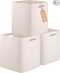 OIAHOMY Storage Cubes, 13 Inch Cube Storage Organizer, Collapsible Storage Bins, Baskets for Organizing, Storage Bins for Shelves-White, 3-PACK