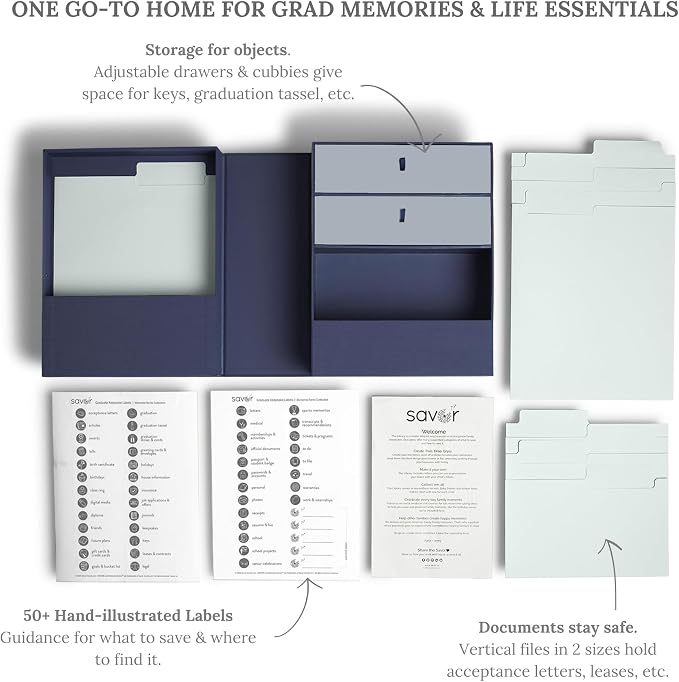 Personalizable Life Essentials & Graduate Keepsake Organizer | Keep High School and College Graduation Memorabilia Organized and Safe in One Convenient Home with this Gift for Students and Grads