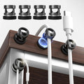 Maveek Magnetic Cable Holder 8-Pack, Stainless Steel Metal Cord Clips Wire Organizer Home Office Desk Nightstand USB Charging Cords Management Car Dash Cam (Metallic Black)