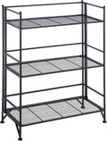 Convenience Concepts Xtra Storage Shelves - 3-Tier Wide Folding Metal Storage Shelves, Closet Organizer for Office, Laundry Room, Bedroom, Garage, Kitchen, Bathroom, Black