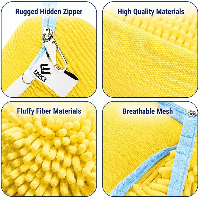EPSCY Shoe Washing Machine Bags - Reusable Sneaker Laundry Shoe Bag with 360° Deep Clean Mesh - Self Locking Zipper, Noise Reduction Washing Bag Fits All Shoes Sizes and Types - Yellow, Pack of 2