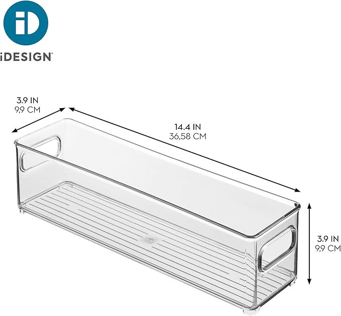 iDesign Stackable Fridge Bin with Handles, Set of 6, Clear | Ideal for Freezer or Pantry, Made in USA