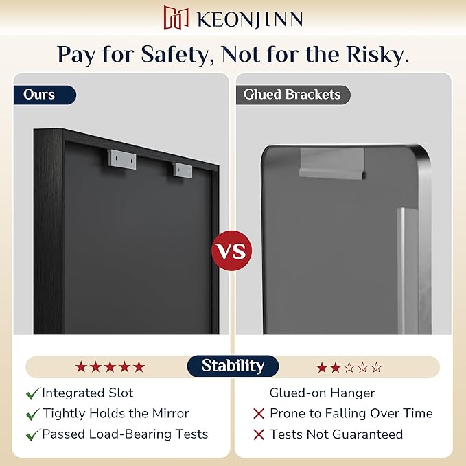 Keonjinn 60 x 30 Inch Black Bathroom Mirror, Large Rectangular Matte Black Wall Mirrors for Bathroom Sink, Metal Framed Farmhouse Mirror, Wall-Mounted Rectangle Vaniy Mirrors(Horizontal/Vertical)