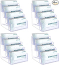 Uniclife 4 Pack Acrylic Business Card Holder for Desk 4 Slots Clear Business Card Display Stand for Men & Women Desktop Business Card Organizer Card Stand for Office Home Exhibition, 240 Card Capacity