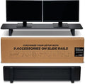 ULTRARM Moodular Wooden Monitor Stand Desk Organizer, Large 45.6" Black | Customizable Organized Workspace, Aluminum Slide Rails, 10 Add-Ons Sold Separately: Storage Drawer, Tablet, Phone & More