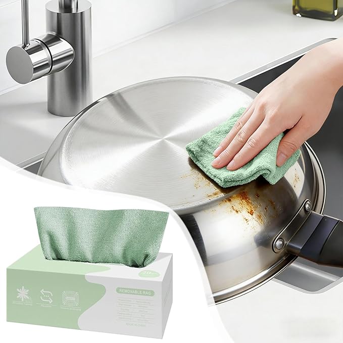 Microfiber Cleaning Cloths in Box, 20 Pack Extract Towels, Lint Free Reusable Rags for Household Kitchen Cleaning, Ultra Absorbent Multi-Purpose Wipes for Car Wash Detailing (02)