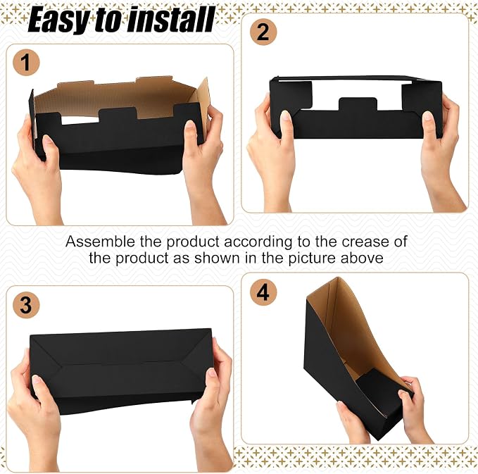 Thenshop 24 Pcs Cardboard Magazine File Holder Organizer, Desk File Organizer Box Foldable Book Bin Papers Storage Folder with Label for School Classroom Office Supplies(Classic,Black and White)