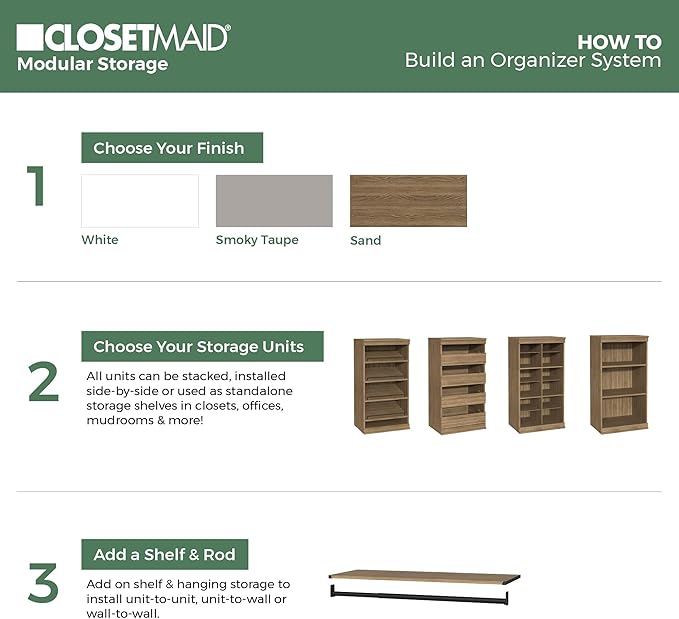 ClosetMaid Modular Storage Stackable 12-Shelf Unit with Dividers, Sand