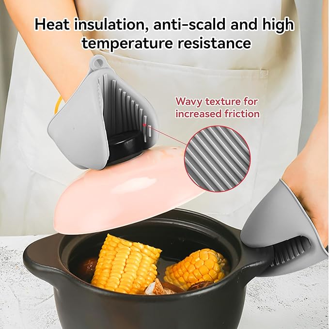 Silicone Anti-Scald Clip Oven Mitt Set,Heat Resistant Hot Bowl Dish Plate Gripper Clips Tongs Clamp Holder, Silicone Anti Slip Clip for Kitchen,Cooking,Baking,BBQ
