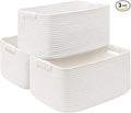 3 Pack Large Storage Basket for Organizing, 17.5"x13"x7" Woven Basket for Shelves, Closet Cube Storage Bins with Wrapped Handle, Cotton Rope Baskets for Kitchen, Clothes, Toys(Off White)