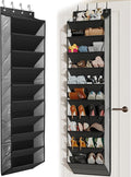 Mefirt 20-25 Pairs Over the Door Shoe Organizer, Clear Pockets Shoe Rack for Closet Door, 10-Tier Hanging Shoe Rack for Boots, Behind the Door Shoe Holder Fit All the Family's Sneakers, Heels, Black